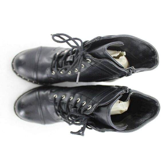 Diba Carryn Combat Boots Size 9m Black Heel 3" - Picture 2 of 10